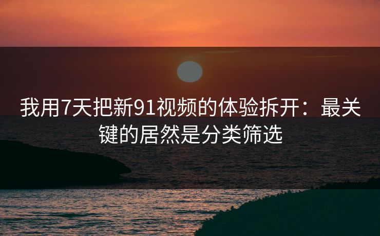 我用7天把新91视频的体验拆开：最关键的居然是分类筛选