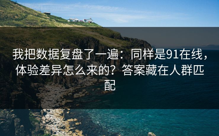 我把数据复盘了一遍：同样是91在线，体验差异怎么来的？答案藏在人群匹配